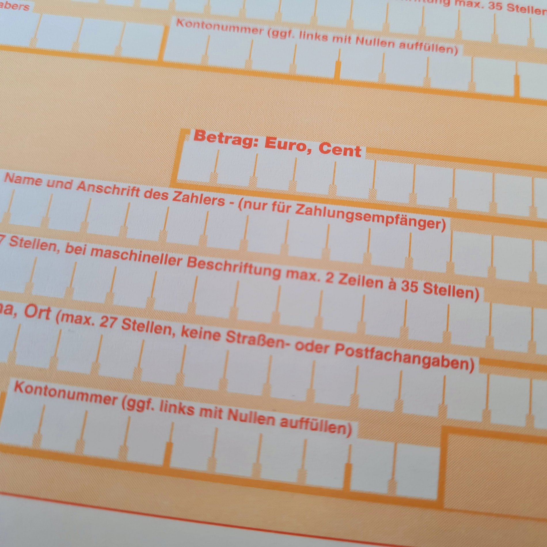 Ausschnitt eines Überweisungsträgers