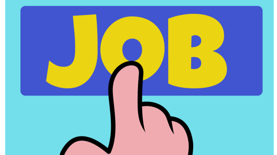 Grafik mit dem Zeigefinger auf dem Wort JOB
