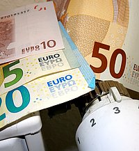 Heizthermostat mit Euroscheinen 