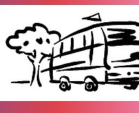 Grafik mit einem fahrenden Bus