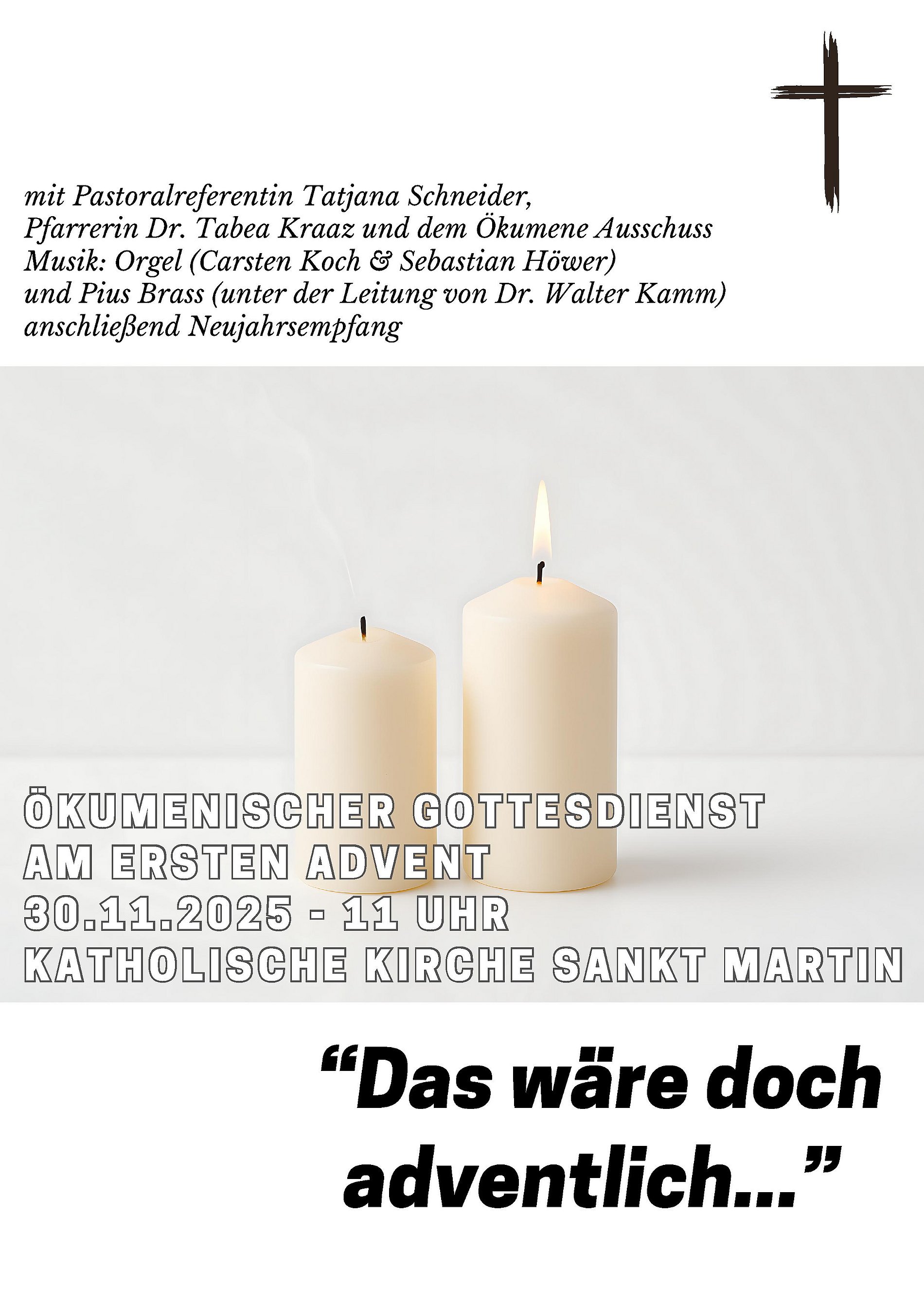 Plakat des Gottesdienstes mit zwei Kerzen