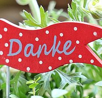 rotes Fähnchen mit Danke als Aufschrift