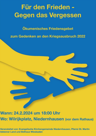 Plakat zum Friedensgebet in Niedernhausen